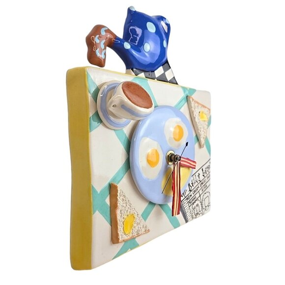Dick Frizzel New Zealand Breakfast Art Clock Mixed Media Works Vtg Bacon Eggs - Picture 3 of 15